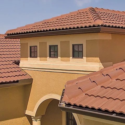 A clay tile roof