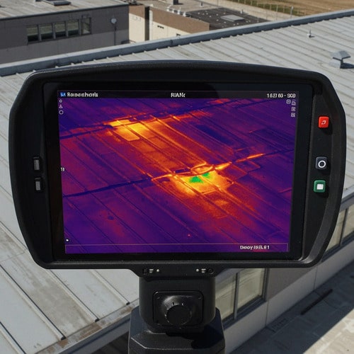 Thermal imaging on commercial roof.