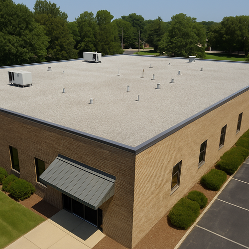 built up roofing on a commercial building