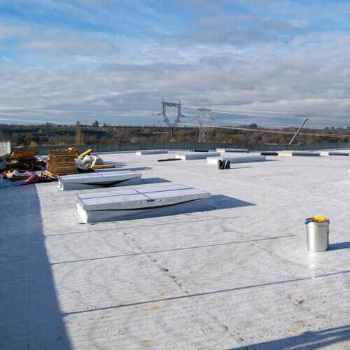 commercial roof under construction