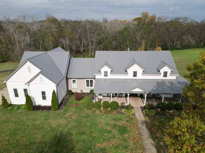 a mechanical lock metal roof from above