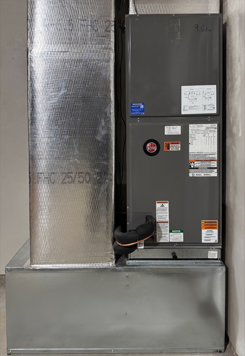indoor air handler in a utility room