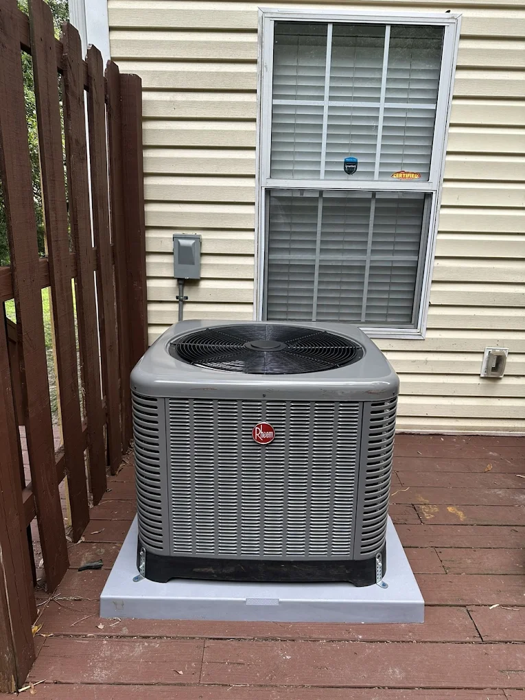 AC compressor on a patio