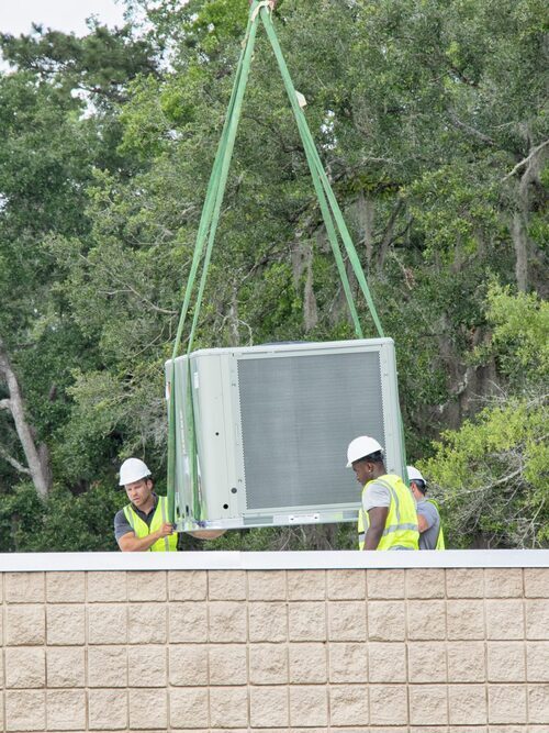HVAC repair on a commercial building