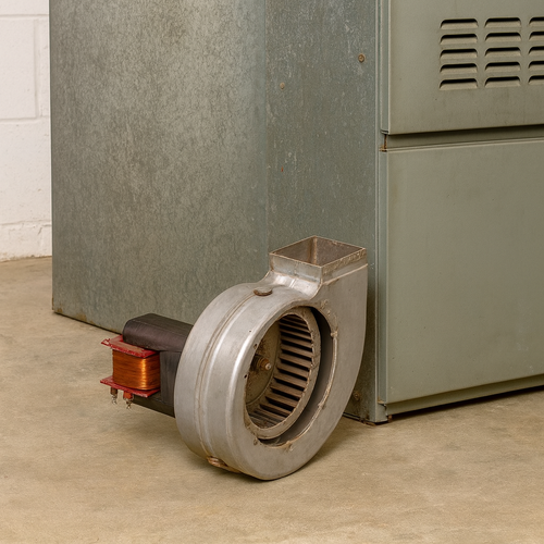 inducer motor next to HVAC equipment