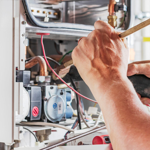 work being done on a furnace