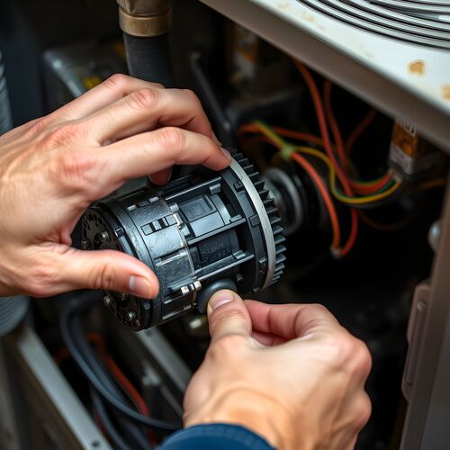 man replacing an ECM motor in an air conditioner