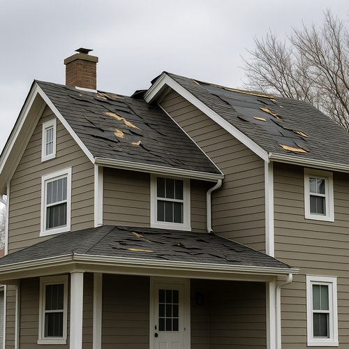 wind damage on a roof