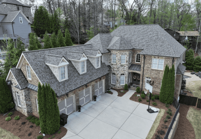 Home wth asphalt shingle roof