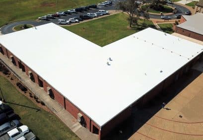 A flat commercial roof