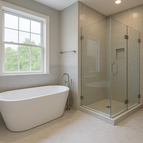 new shower and new bathtub