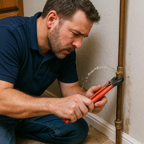 plumber working on a leak