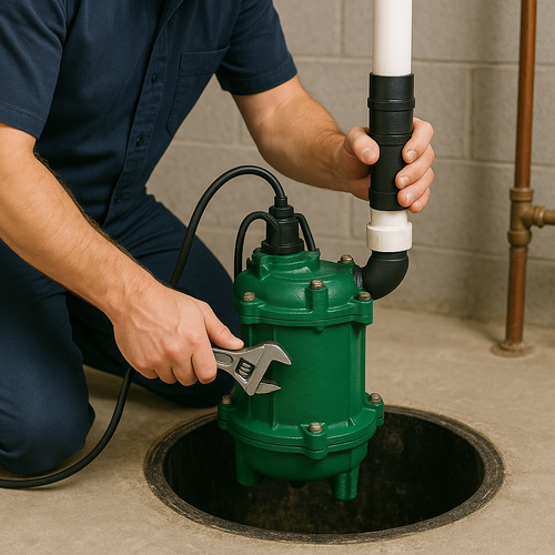 sewage ejector pump installation
