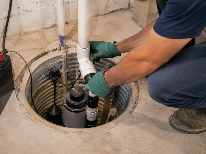 plumber providing sump pump maintenance