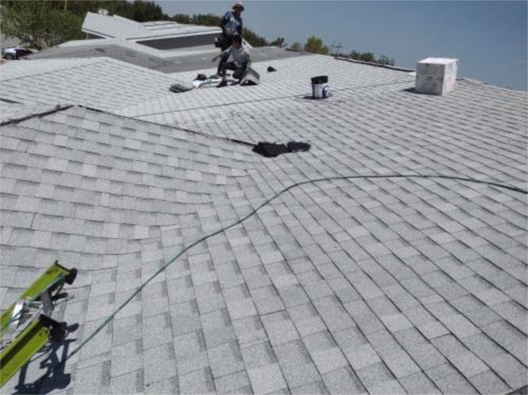 closeup of a shingle roof