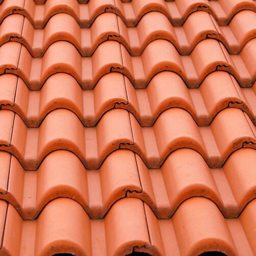 close up of clay tile roofing