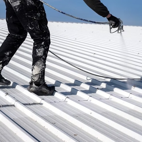 application of a metal roof coating