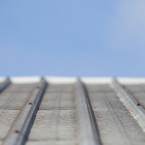 close-up of metal roofing