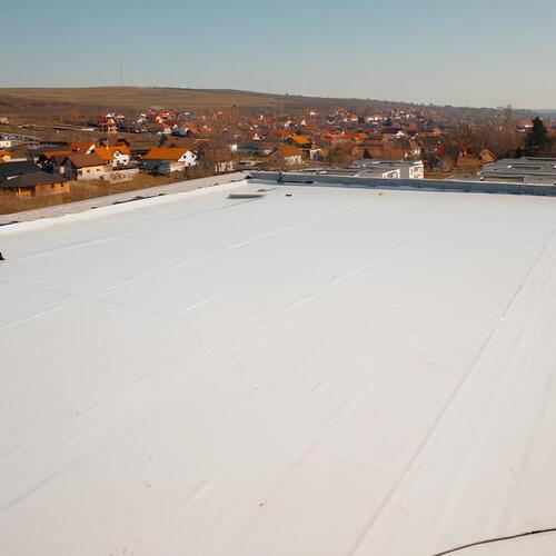 overhead view of a silicone roofing system