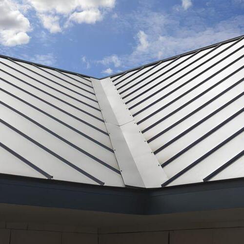 closeup view of a standing seam metal rof