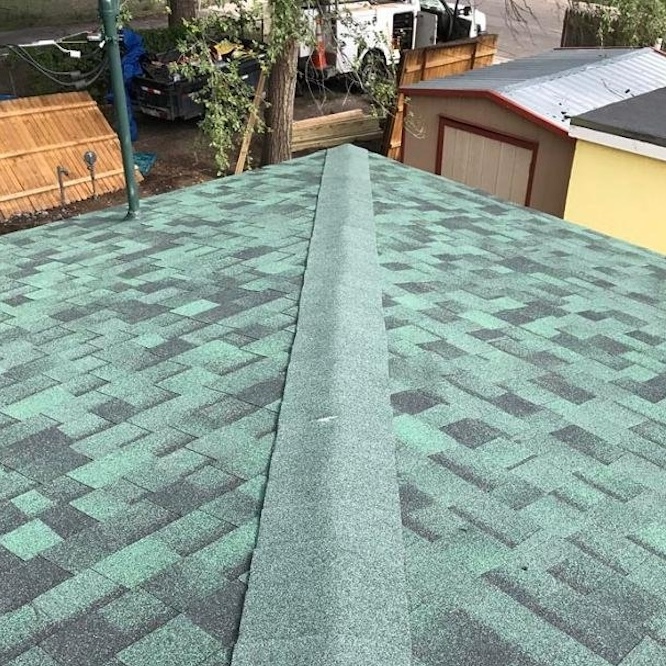 Green asphalt roof